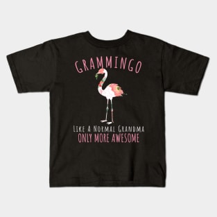 Womens Grammingo Like An Grandma Only Awesome Floral Flamingo Kids T-Shirt